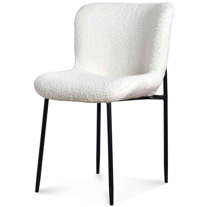 Chaise tissu bouclette blanc et pieds métal noir 50x57x82cm Chaise tissu bouclette blanc et pieds métal noir 50x57x82cm