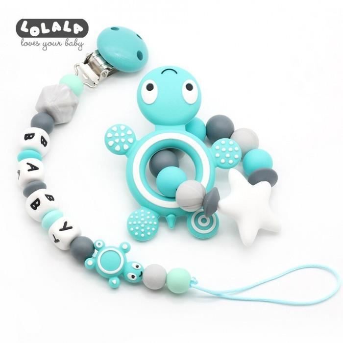 Version Vert Nom Personnalise Tortue Silice Bebe Sucette Attache Bracelet Combinaison Chaine Jouets Pour Enfants 64 Cdiscount Puericulture Eveil Bebe