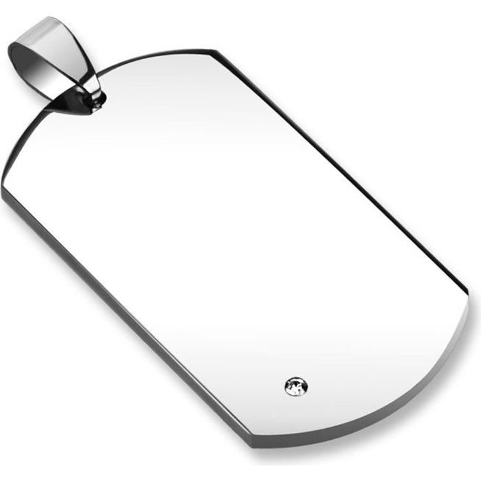 Pendentif - Acier - Zircon - Argenté - Mixte - Idéal à graver