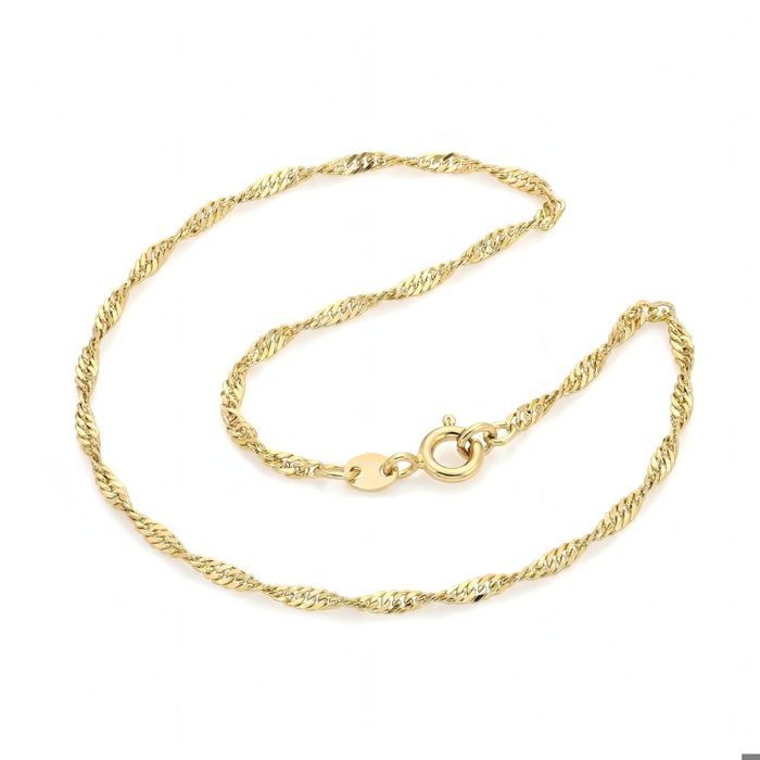 Chaîne de Cou - Maille Singapour – Tordsadée - Plaqué Or Jaune 750/1000 - 40 cm - Largeur 2.2 mm - Femme Chaîne de Cou - Maille Singapour – Tordsadée - Plaqué Or Jaune 750/1000 - 40 cm - Largeur 2.2 mm - Femme