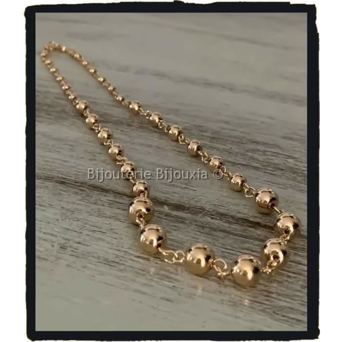 Meilleurs prix pour Collier Maille Boule En Chute 45cm Plaqué or 18 carats 750/000 - BIJOUXIA - Collier - Jaune