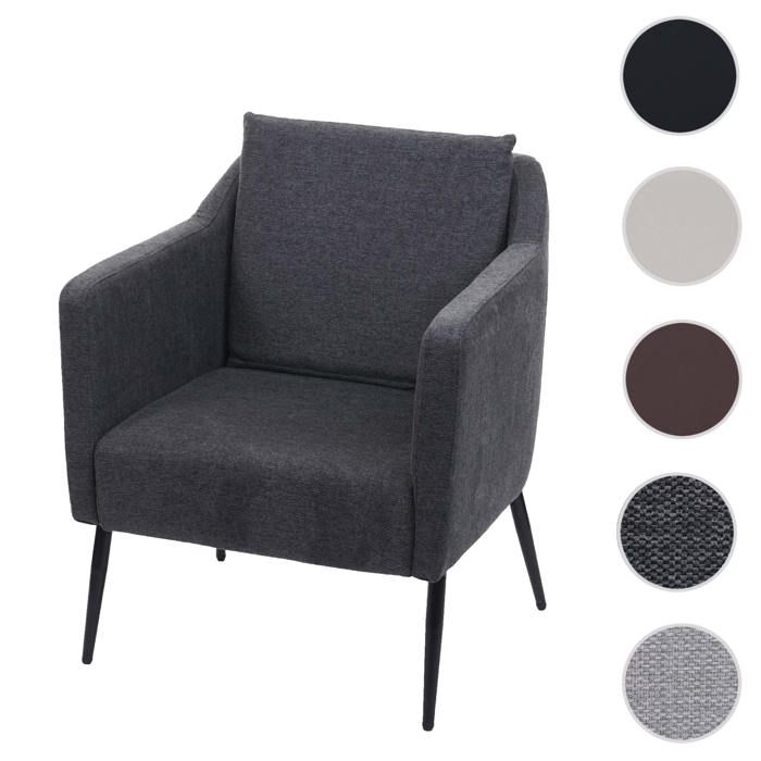 Fauteuil de salon HWC-H93a Tissu Textile gris foncé