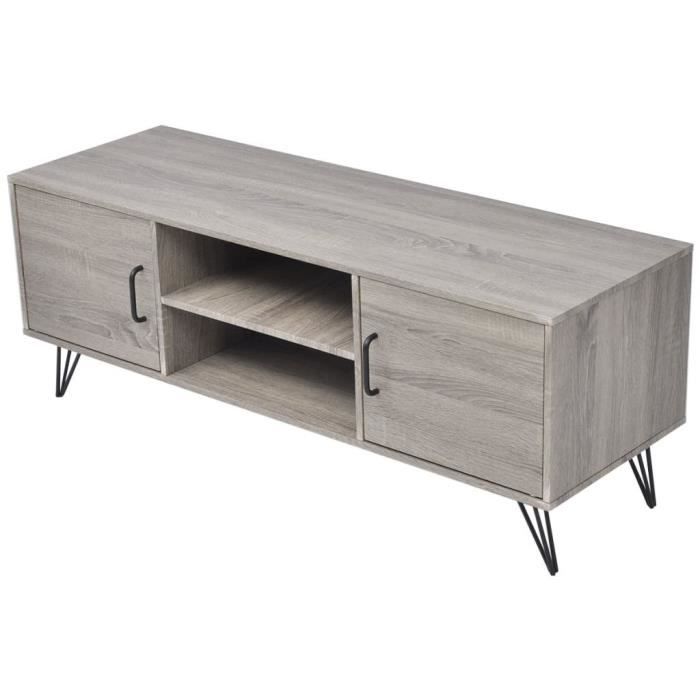 Meuble TV - Non spécifié - 120 x 40 x 45 cm - Gris - Rectangulaire - Contemporain