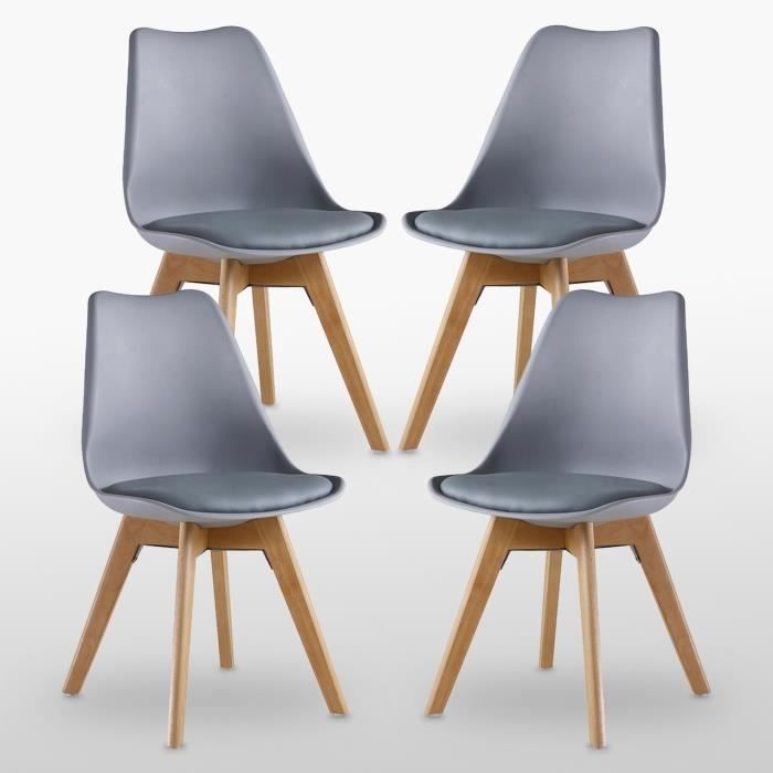 Lot de 4 Chaises Lorenzo Style Scandinave Grises