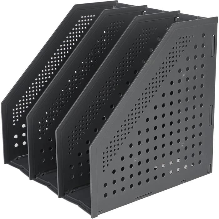 Porte-revues De Bureau 4 Compartiments En Plastique - Organisateur Pour Magazines, Dossiers, Livres, Dimensions 33,8x23,5x23,5 Cm