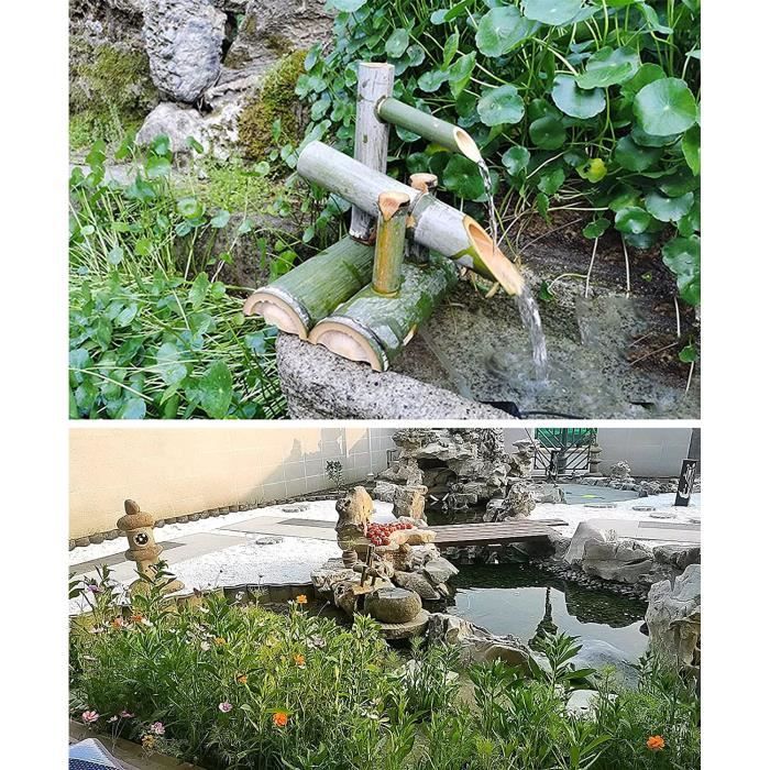 Fontaine Zen En Bambou Solaire Avec Moulin à Vent – Décoration D'eau Pour Jardin, Terrasse Ou étang