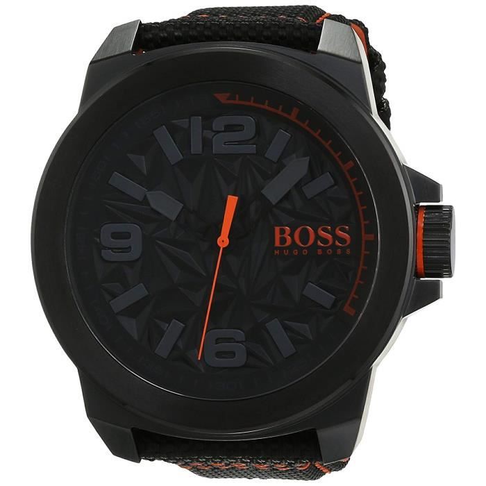Hugo Boss Orange 1513343 Montre Homme Quartz Analogique Cadran Noir Bracelet Nylon Noir Cdiscount Bijouterie