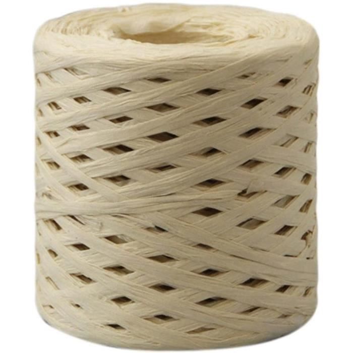 Swpeet Ruban En Papier Raphia Naturel 200m Avec Ciseaux - Ficelle Kraft Pour Emballage Cadeaux Et Bouquets