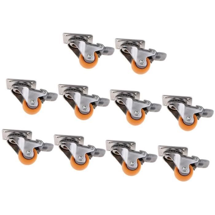 4 Roulettes Industrielles De 50 Mm – En Caoutchouc Dur Gris Non Marquant, Avec Frein, Charge Max 100 Kg/lot - 9