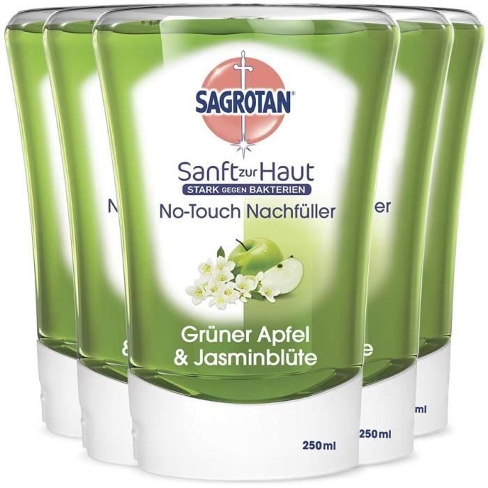 Sagrotan No-Touch Recharge pour distributeur automatique de savon 5 x 250 ml savon manuel dans un pack pratique 