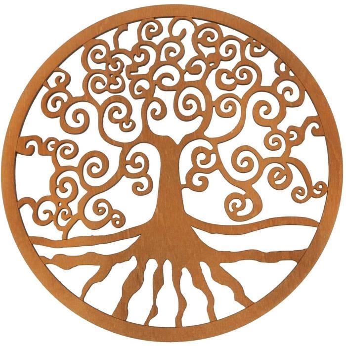 Fleur De Vie En Bois Spruchreif - Set De 2 Décorations Murales Ø17 Cm - Symbole Spirituel Et Harmonisant