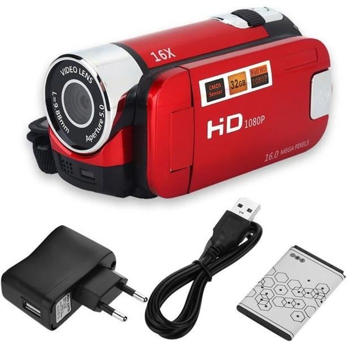 Caméscope numérique haute définition Full HD 270 ° Rotation 1080P 16X Caméra vidéo DV écran de 2,7 pouces HB042