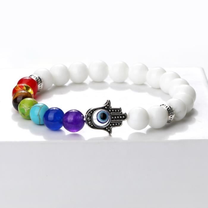 Bracelet Mauvais œil Perles Bleues - Protection Et Chance - Bijou élégant Pour Femmes Et Hommes - Cadeau Symbolique - 7