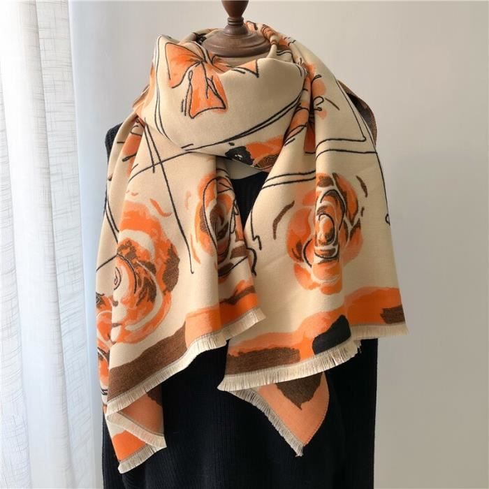 Écharpe en cachemire épais pour femmes châle imprimé Pashmina Design de