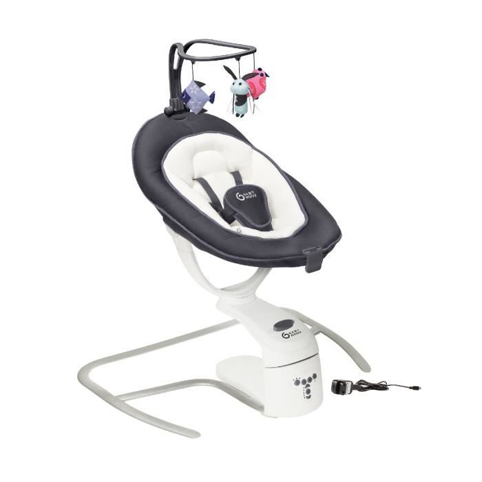 Babymoov Balancelle bébé électrique Swoon Motion, Assise à 360°, Zinc