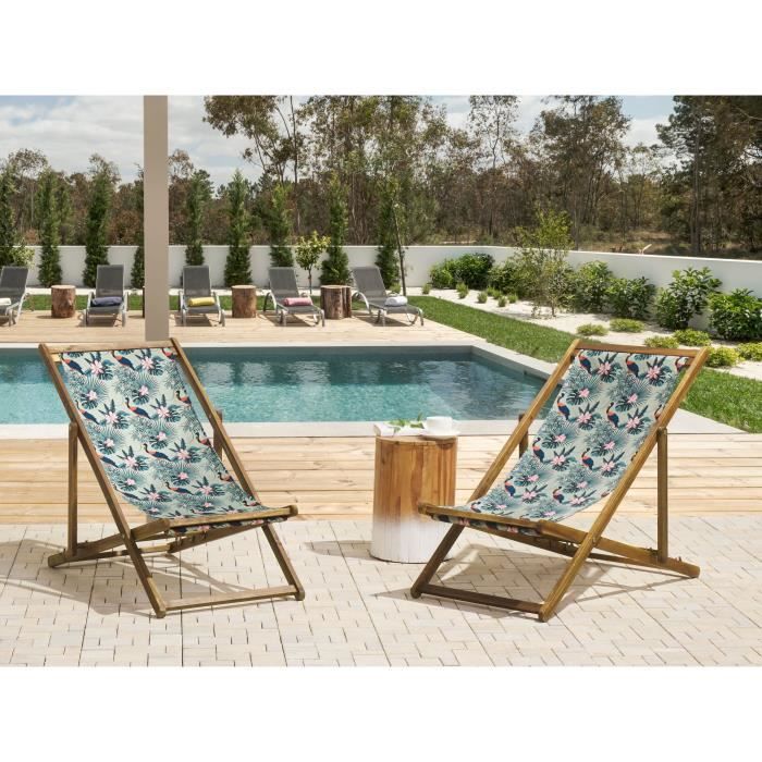 Set de 2 toiles de rechange pour transat avec motifs pelicans ANZIO/AVELLINO