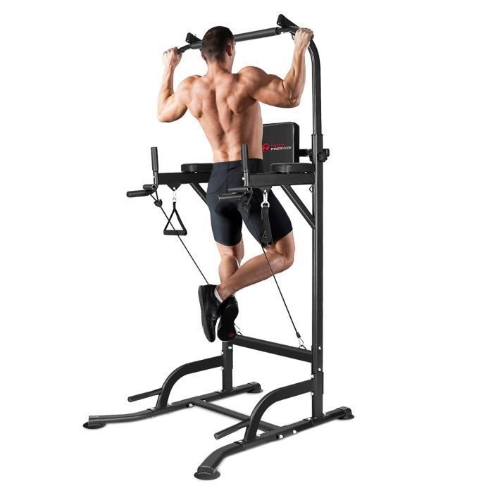 HOMEFITNESSCODE Pullup Barre de traction ajustable Multi-Function Station Banc de Musculation Power Tower &agrave; Domicil 150kg  