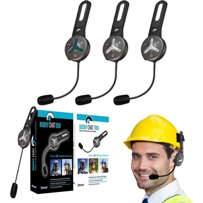 Intercom Bluetooth Trio BuddyChat - Kit mains libres avec réduction du bruit DSP