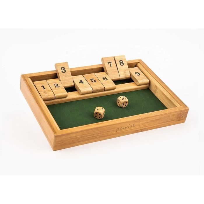 Jeu Shut The Box en Bois – Jeu de dés Classique « Close The Box » pour Enfants et Adultes, Jeu de Société Éducatif de Casse-Tête de Maths pour la Famille, la