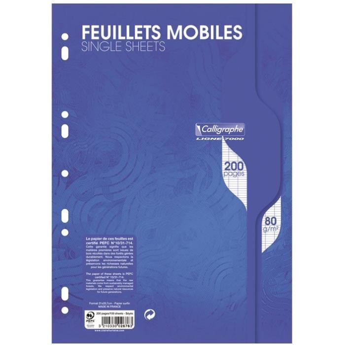 Feuilles Simples COLOR SYSTEM Oxford - Lot De 2x200 Pages A4 - Grands Carreaux Seyès - 5 Couleurs