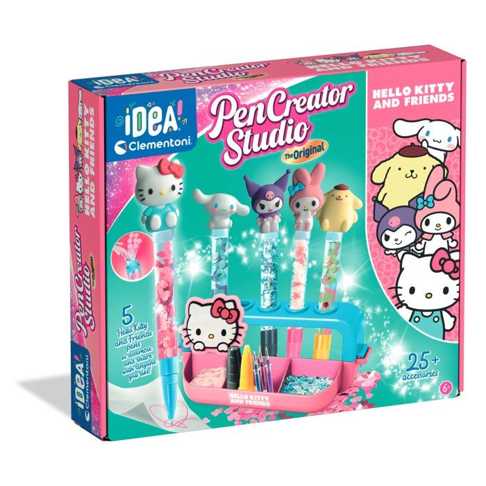 Atelier des Stylos Clementoni Coffret Hello Kitty & Friends Crée et personnalise 5 stylos 25 accessoires inclus Dès