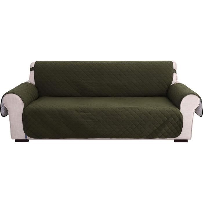Deconovo Housse de Canapé Protection Antidérapant 3 Places - 173x190cm - Vert Foncé