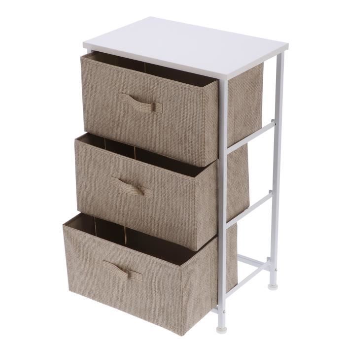 Commode 3 Tiroirs Innotic - 73x30x44 Cm - Blanc - Rangement Chambre Ou Salon - Plateau Bois Et Structure Métal