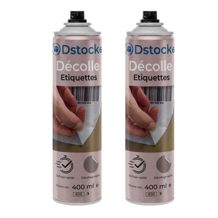 DSTOCK60 - Lot de 2 - Décolle étiquettes 400 ml, Aérosol - spray pour décoller les étiquettes, élimine colles et résidus rapidement