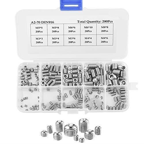 200pcs Assortiment Vis Sans Tête Hexagonales M3 - Acier Carbone 12.9 Noir 3 à 14mm
