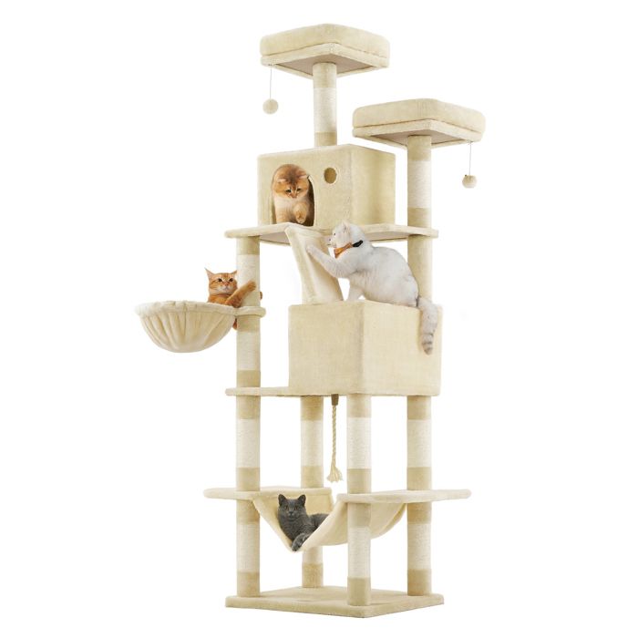 Meilleurs prix pour Arbre à Chat - FEANDREA - Grande Tour de Jeux - Hauteur 206 cm - Beige