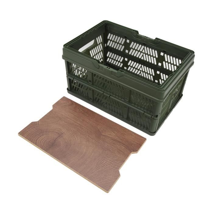 Boîte de rangement de camping pliante avec couvercle en bois, boîte de rangement pliante robuste