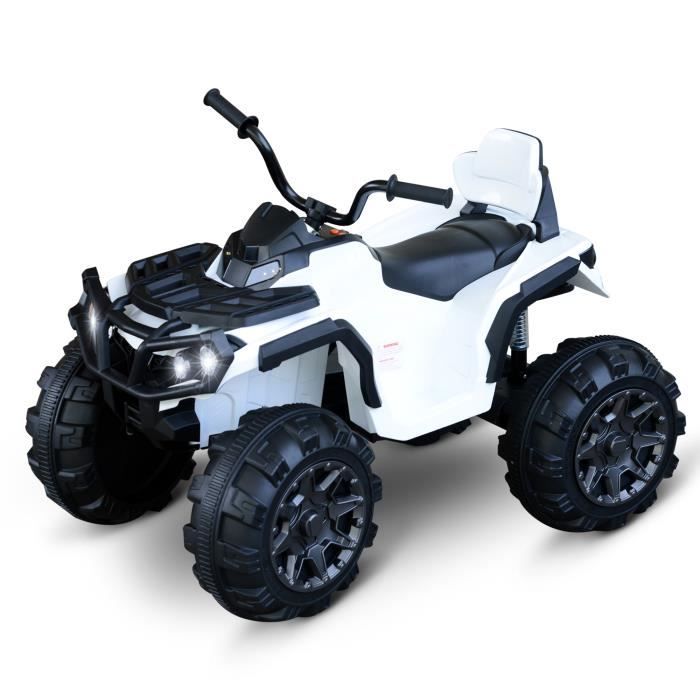 HOMCOM Buggy électrique enfant quad électrique pour enfant de 18 à 36 mois  effet lumineux 6 V 2 Km/h max. métal PP vert pas cher 