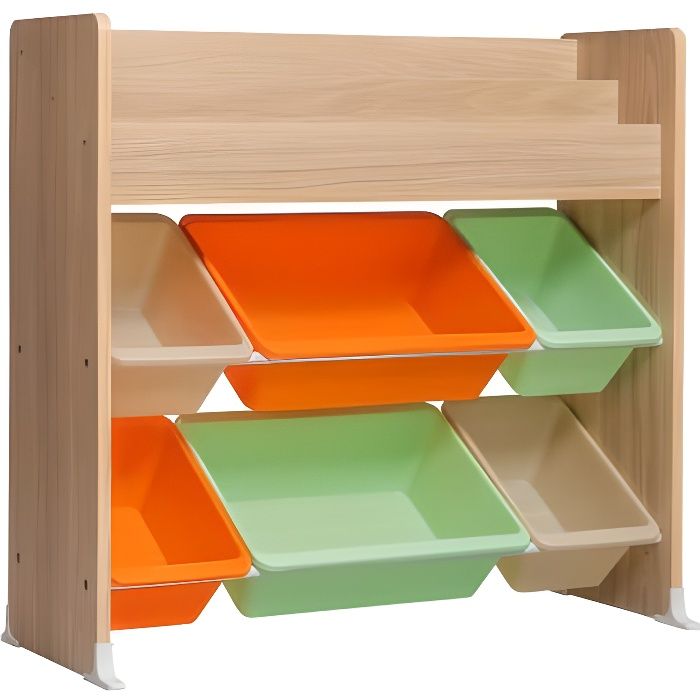 étagère pour jouets - iris ohyama - meuble - bibliothèque pour enfant - 6 coffres