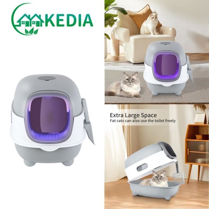 Comparer les prix de KEDIA. Bac à litière avec pack désodorisant (avec pelle à litière) pp plastique, gris, 40*39*56cm BAC A LITIERE