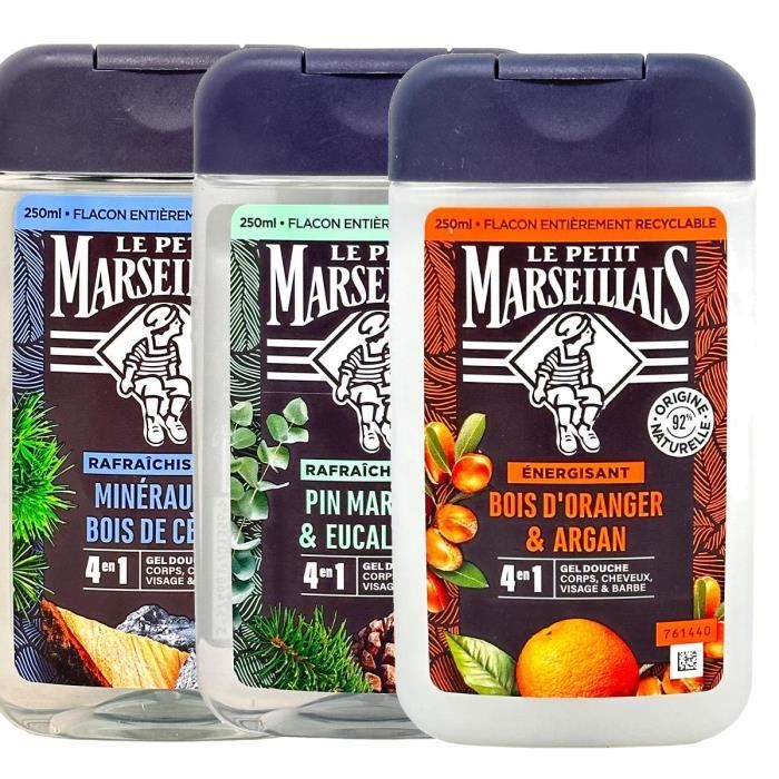 Le Petit Marseillais lot de 3 gel douche MinérauxBois de Cèdre, Bois
