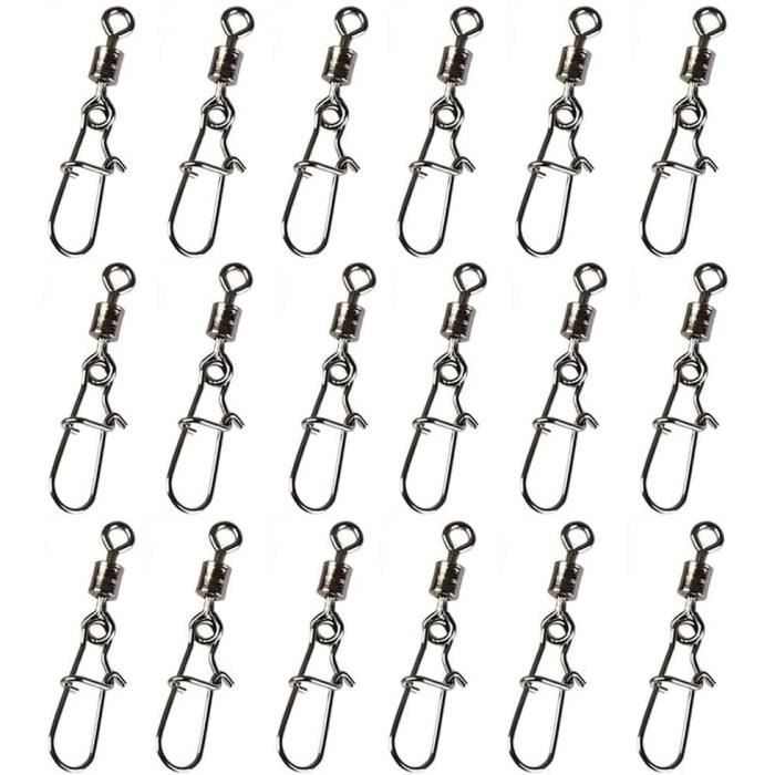 Émerillons Roulants Pêche Avec Mousqueton - Acier Inox 31 Lb - Lot De 20 - Pour Ligne Et Leurres - 10
