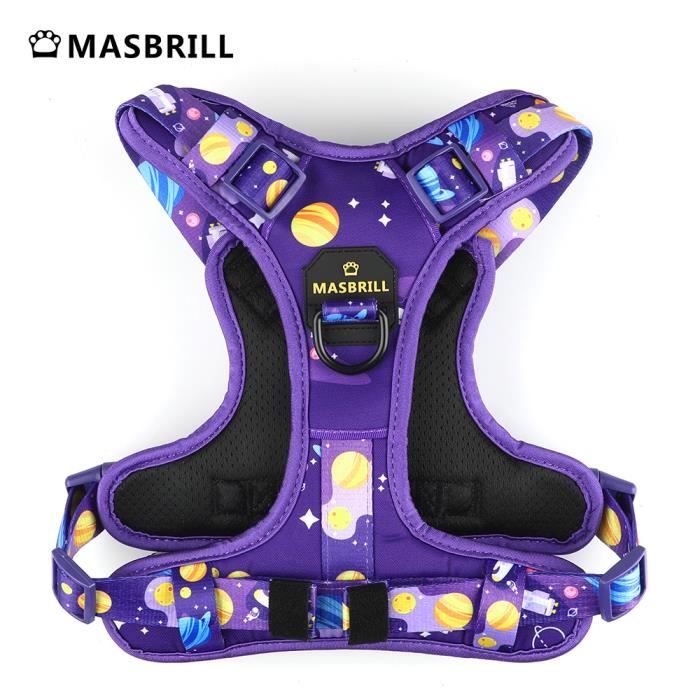 Comparer les prix de Harnais Chien Anti Traction Réfléchissant MASBRILL Violet S - Pour Petit Moyen et Grand Chien