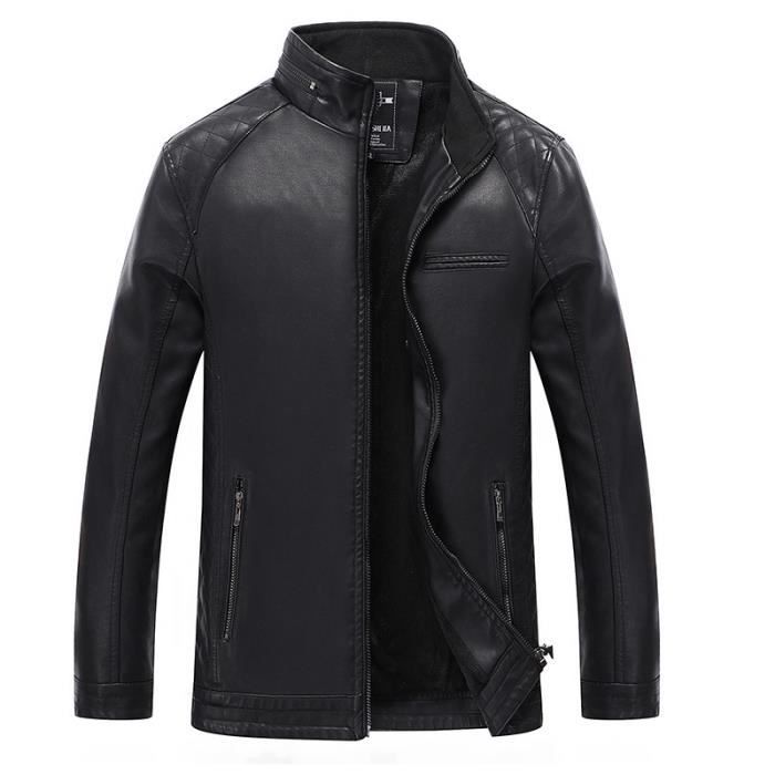 Veste En Cuir Biker Homme - Style Perfecto, Pour Moto, Taille S à 5XL, Doublure Chaude