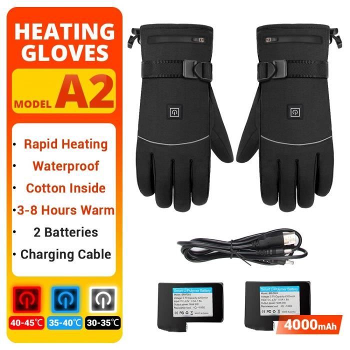 Gants Chauffants électriques OBEST Pour Moto Et Plein Air – Imperméables, Tactiles, 3 Niveaux De Chaud, Batterie Rechargeable – Idéaux Pour Moto, Ski, équitation, Pêche