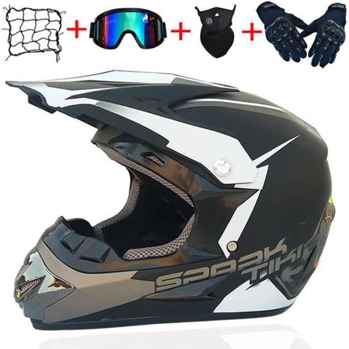 Casque Moto Cross Et Enduro Adulte Motocross Scooter Racing DOT certifié  Casque Course avec Filet Lunettes Gants Masque Homme Femme - Cdiscount Auto