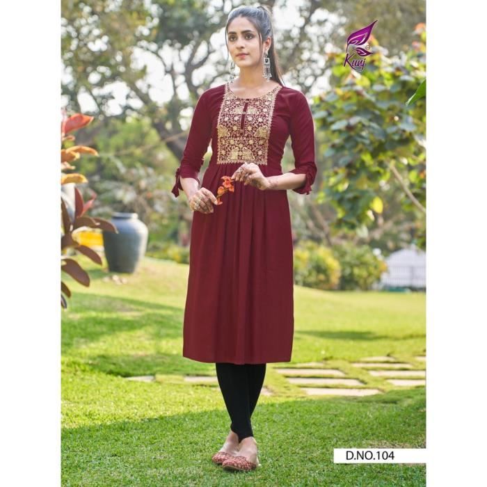 tunique grande taille brode longue rouge kurti indienne