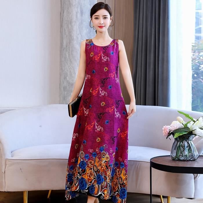 Robe Grande taille femmes ete longue robe Type 17 Viscose Col rond