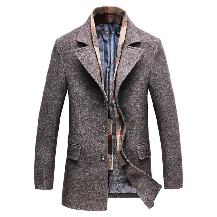 Manteau Homme Laine Slim Avec Col Echarpe Amovible Pardessus Epais Chaud Automne Hiver Unie Café - Cdiscount Prêt-à-Porter Manteau Homme Laine Slim Avec Col Echarpe Amovible Pardessus Epais Chaud Automne Hiver Unie Café - Cdiscount Prêt-à-Porter