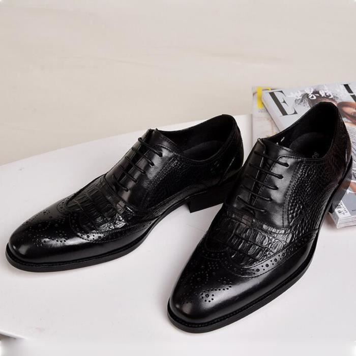 Chaussures Richelieu Homme en cuir noir - Semelles en caoutchouc et plastique - Loisirs perméables à l'air
