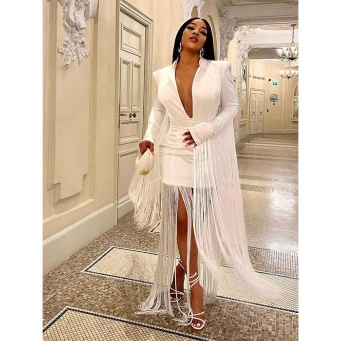 Robe Velours Femme Élégante Hiver - Manches Longues Moulante Col En V Portefeuille à Volants Pour Soirée Cocktail Club Fête