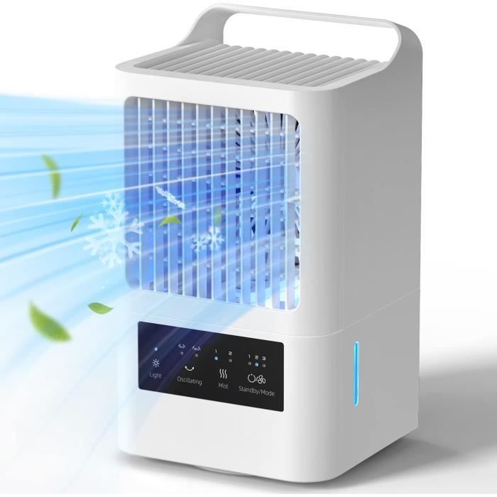 Mini refroidisseur Climatiseur Portable, Climatiseur Mobile OMISOON Silencieux 800 ml, 4 en 1 Refroidisseur d'air, 120°