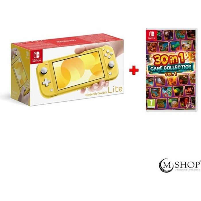 Pack Nintendo Switch Lite Jaune + 30 in 1 Games Collection