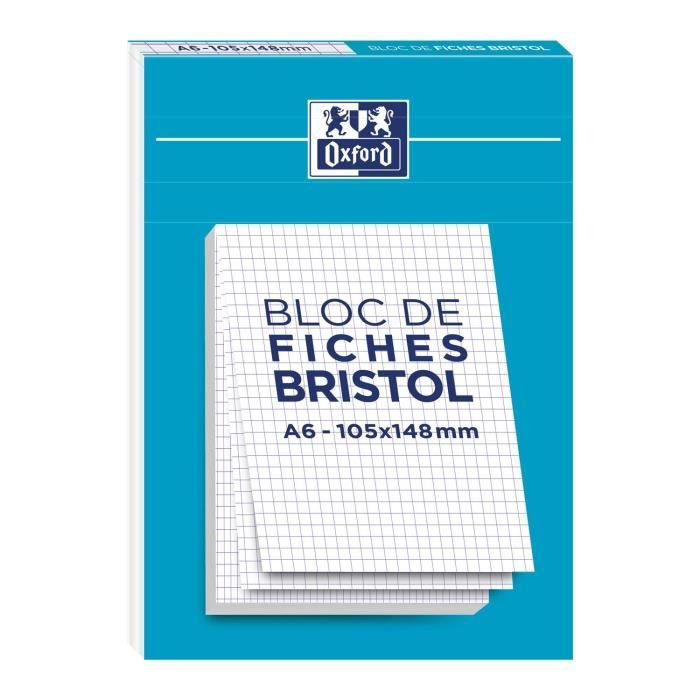 OXFORD Lot De 3 Blocs Fiches Bristol A4 - 30 Fiches Perforées 210g - Réglure 5x5mm
