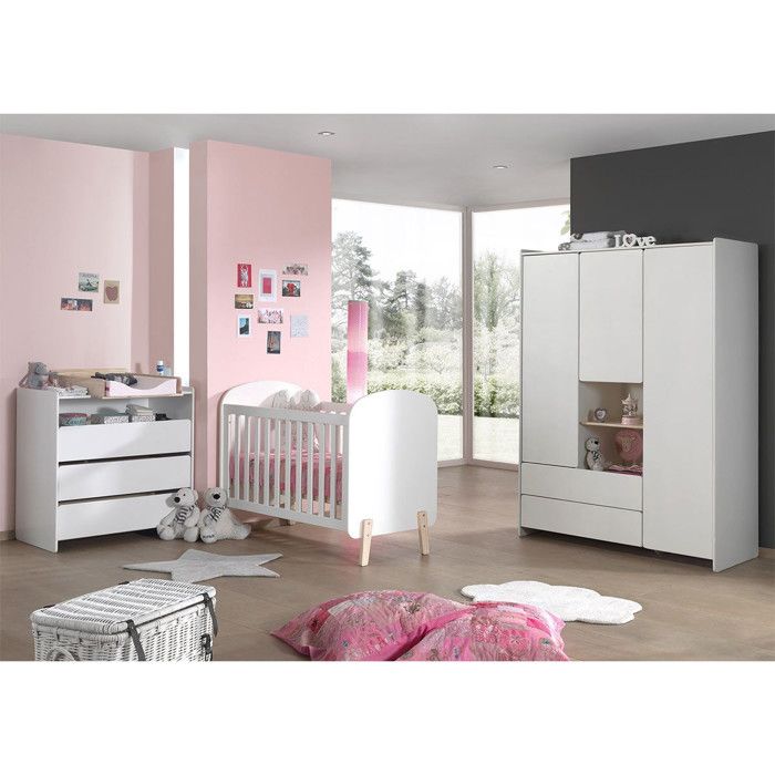Pack - Lit Bébé 60x120cm Commode Plan à Langer & Armoire Kiddy Blanc Pack - Lit Bébé 60x120cm Commode Plan à Langer & Armoire Kiddy Blanc
