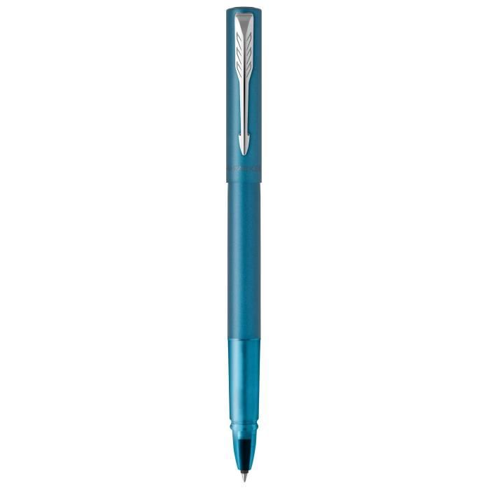 PARKER VECTOR XL stylo roller, laque turquoise métallisée sur laiton, recharge noire pointe fine, Coffret cadeau